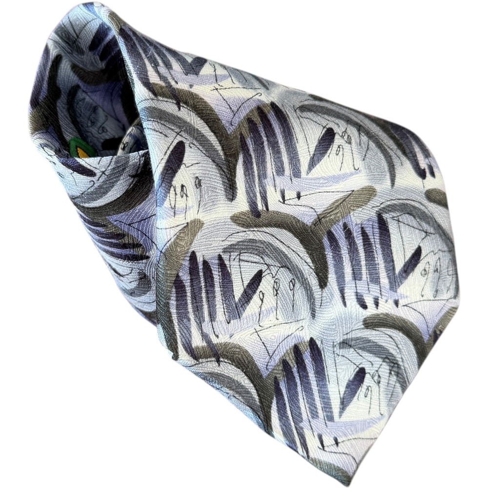 J. Garcia After Monet Collection Fifteen Silk Necktie Blue Grey Abstract Art